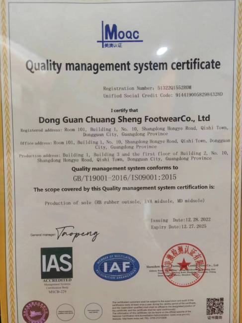 Quality management system certification